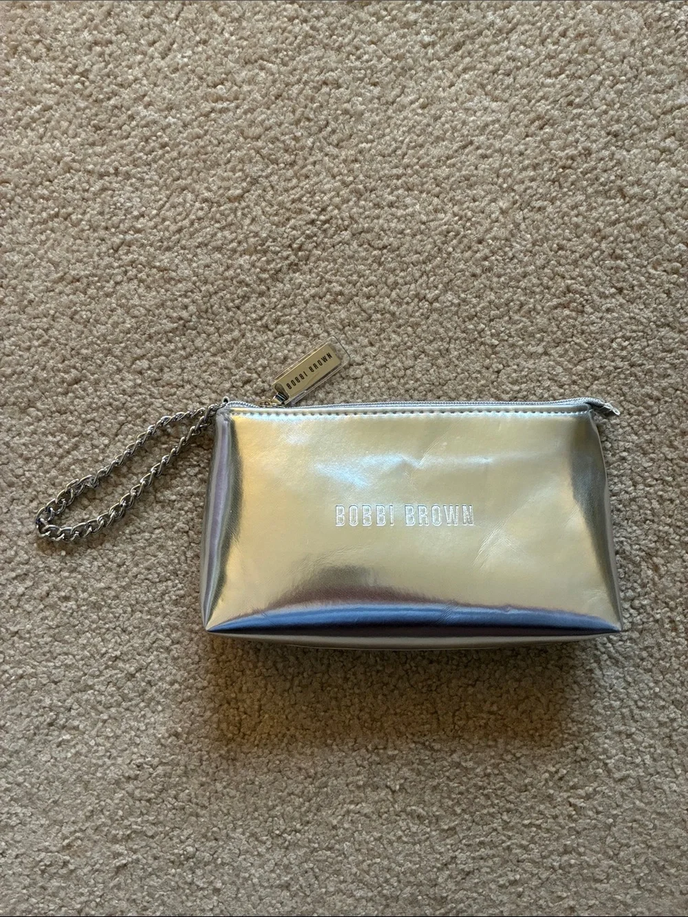 Bobbi Brown Metallic Silver Wristlet Clutch/Makeup Bag
